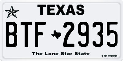 TX license plate BTF2935