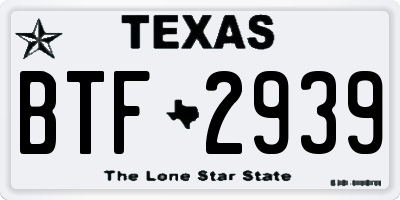 TX license plate BTF2939