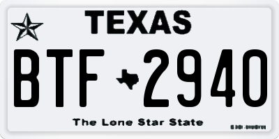 TX license plate BTF2940