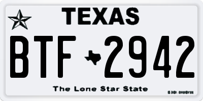 TX license plate BTF2942