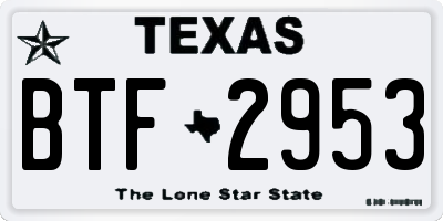 TX license plate BTF2953