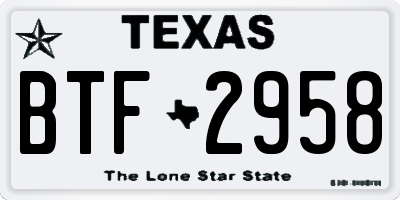 TX license plate BTF2958