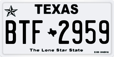 TX license plate BTF2959