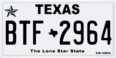 TX license plate BTF2964