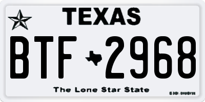 TX license plate BTF2968