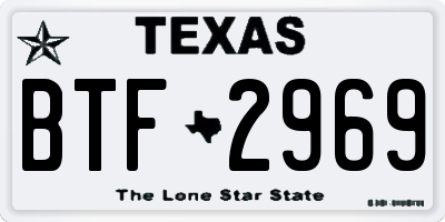 TX license plate BTF2969