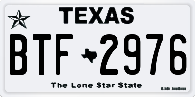 TX license plate BTF2976