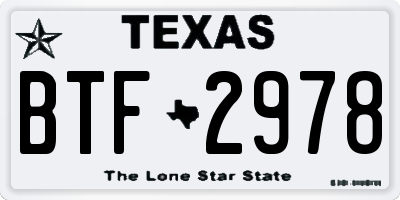 TX license plate BTF2978