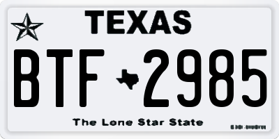 TX license plate BTF2985