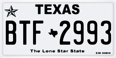TX license plate BTF2993