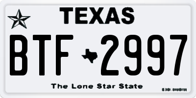 TX license plate BTF2997