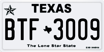TX license plate BTF3009