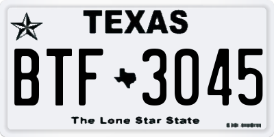 TX license plate BTF3045