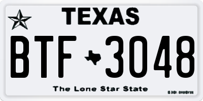 TX license plate BTF3048