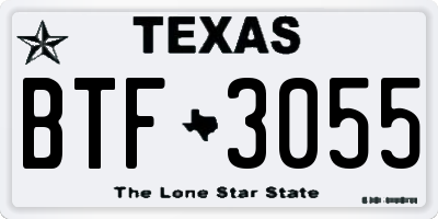 TX license plate BTF3055