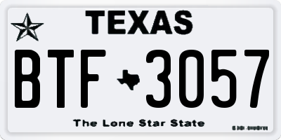 TX license plate BTF3057
