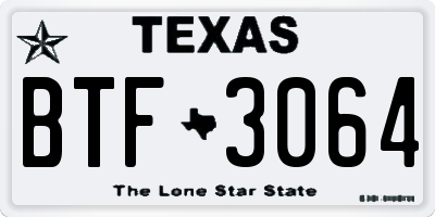 TX license plate BTF3064