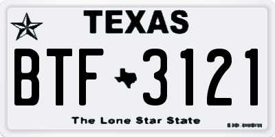TX license plate BTF3121