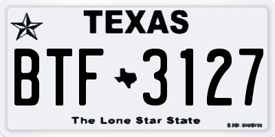 TX license plate BTF3127