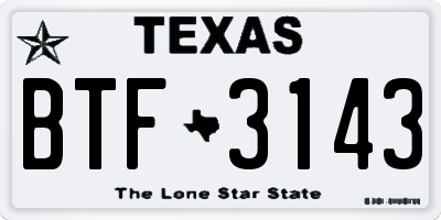 TX license plate BTF3143