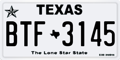 TX license plate BTF3145