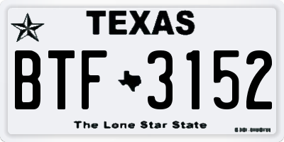 TX license plate BTF3152