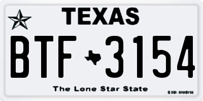 TX license plate BTF3154