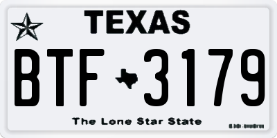 TX license plate BTF3179