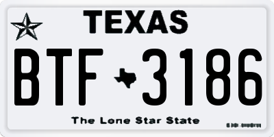 TX license plate BTF3186