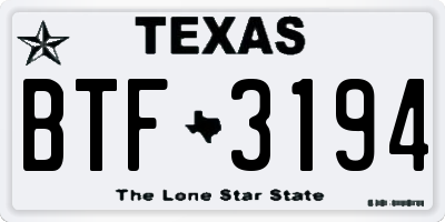 TX license plate BTF3194