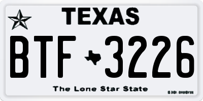 TX license plate BTF3226