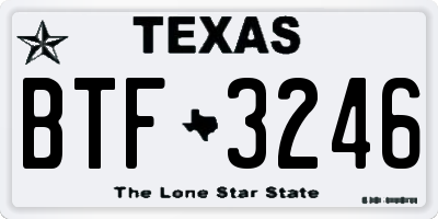 TX license plate BTF3246