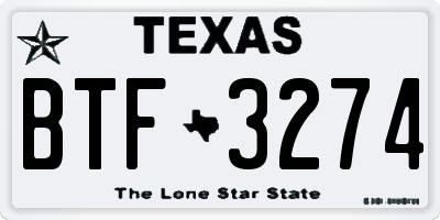 TX license plate BTF3274
