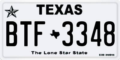 TX license plate BTF3348