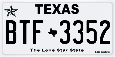 TX license plate BTF3352
