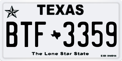 TX license plate BTF3359