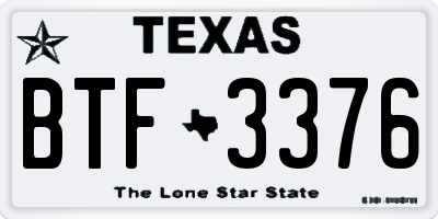 TX license plate BTF3376