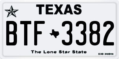 TX license plate BTF3382