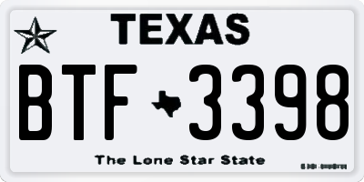 TX license plate BTF3398