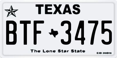 TX license plate BTF3475