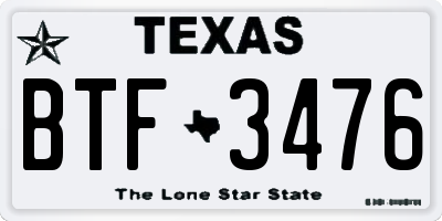 TX license plate BTF3476
