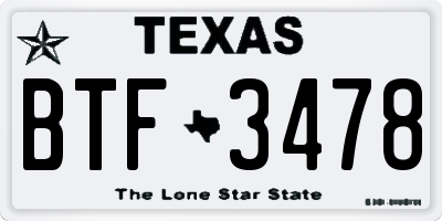 TX license plate BTF3478