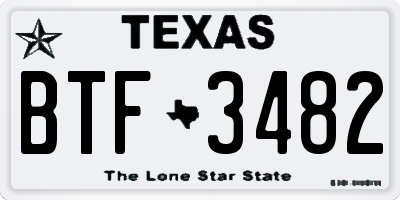 TX license plate BTF3482