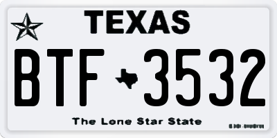 TX license plate BTF3532
