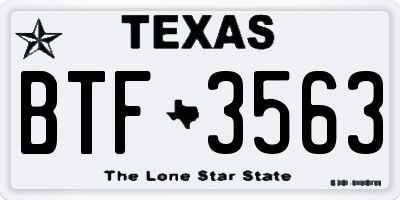 TX license plate BTF3563