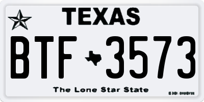 TX license plate BTF3573