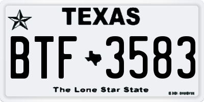 TX license plate BTF3583