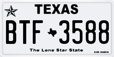 TX license plate BTF3588