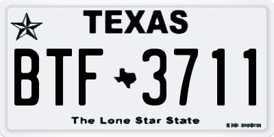 TX license plate BTF3711