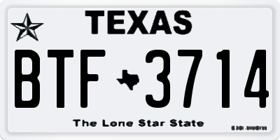 TX license plate BTF3714
